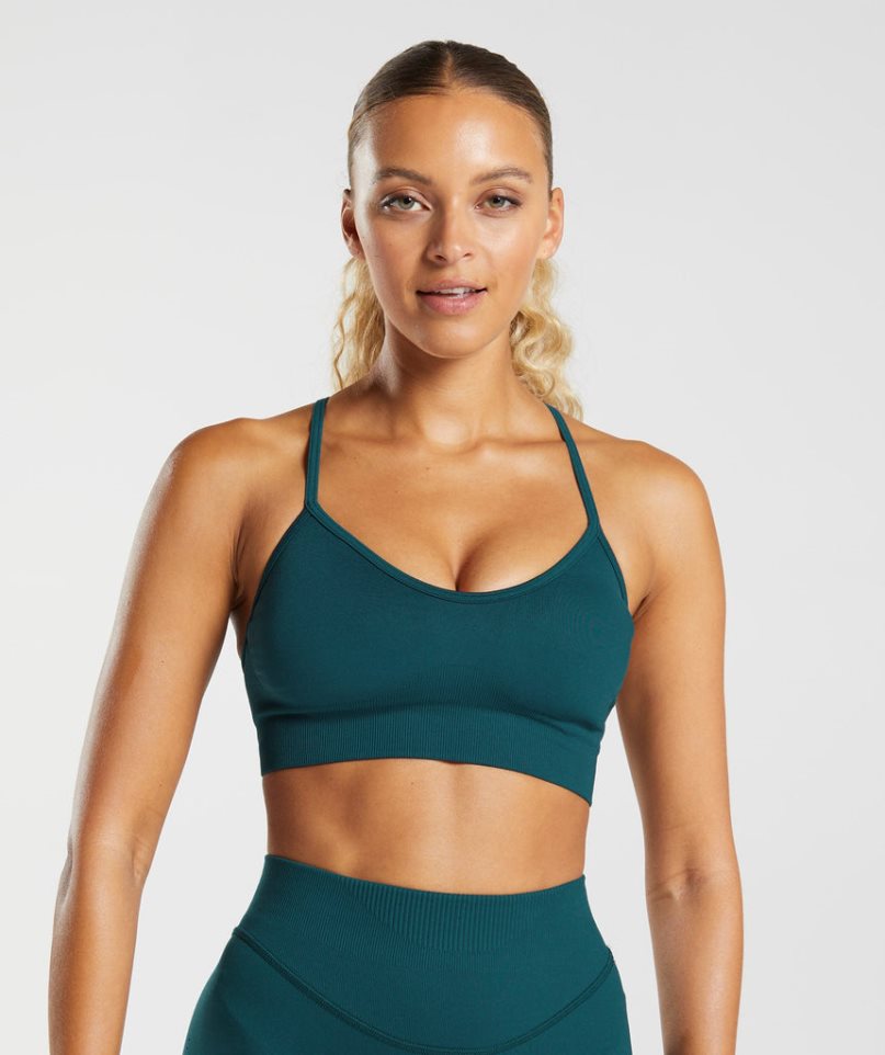 Women\'s Gymshark Sweat Seamless Sports Bra Turquoise | NZ 4XNFJE